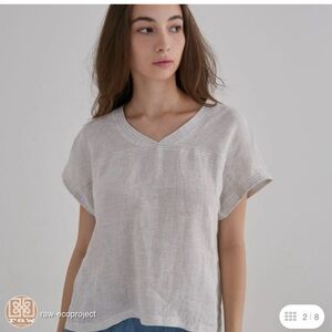Raw EcoProject Women's Light Gray V-Neck Linen Tunic